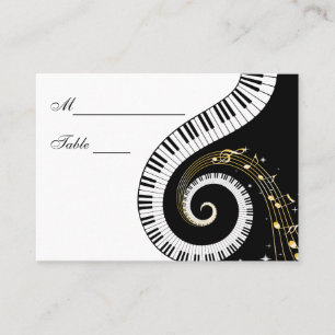 Carte De Placement Piano Keys et Golden Music Notes Cadre