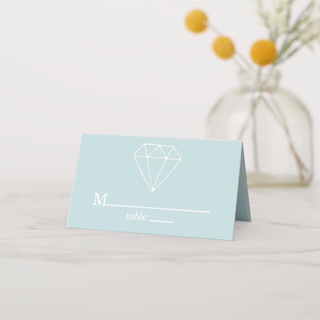 Carte De Placement Pierres Gem Custom Pastel Mariage Bleu (Devant)