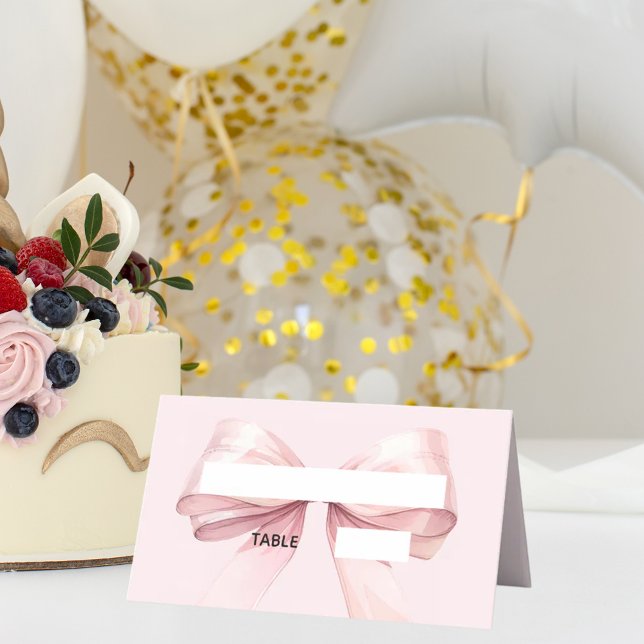 Carte De Placement Pink Bow Place Cards | Elegant Folded (Créateur téléchargé)