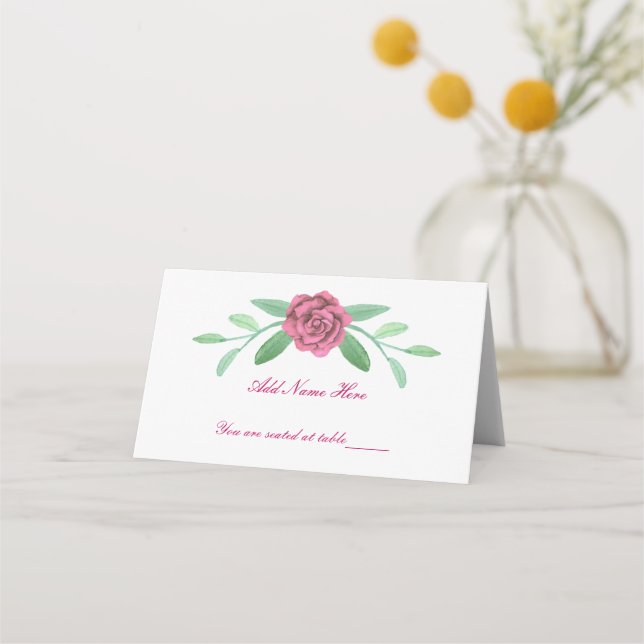 Carte De Placement Pink Floral Greenery Foliage Table Place Card (Devant)