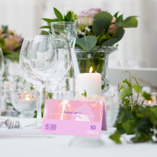 Carte De Placement Pink Pastel Abstrait Art Mariage plié Carte Place
