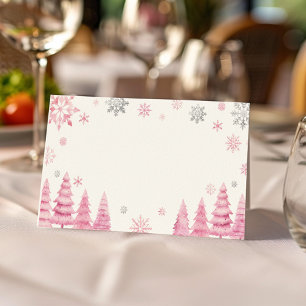Carte De Placement Pink Snowflake Noël Anniversaire Carte de lieu