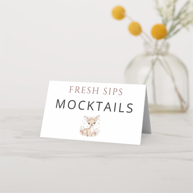 Carte De Placement Pink Woodland Deer Girl Baby Shower Mocktails    (Dos)