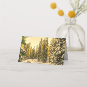 Carte De Placement Pins couverts de neige Forêt Nature Photo