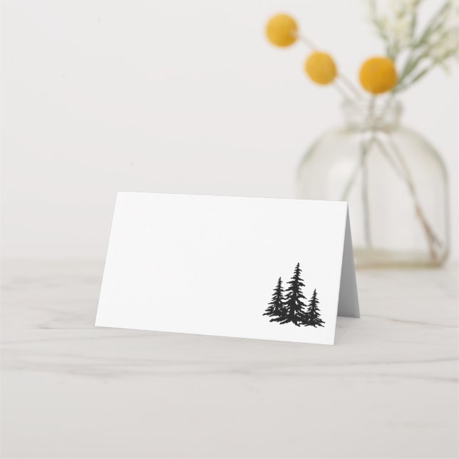 Carte De Placement Pins noirs et blancs Mariage d'hiver (Devant)