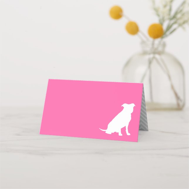 Carte De Placement Pit Bull Chien Baby shower rose fille Pitbull (Devant)