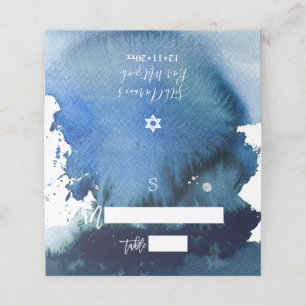 Carte De Placement Pix-Dezines Navy Blue Watercolor Bar Mitzvah