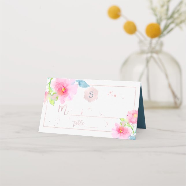 Carte De Placement PixDezines Bat mitzvah aquarelle, Roses de jardin (Devant)