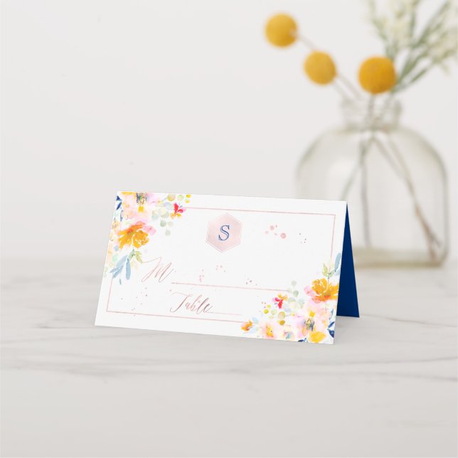 Carte De Placement PixDezines Bat mitzvah aquarelle, Roses de mi-été (Devant)