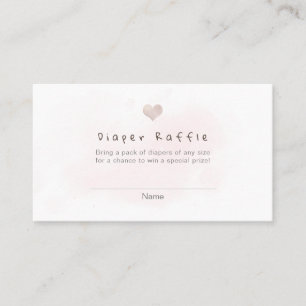 Carte De Placement PixDezines Diaper Raffle Watercolor Blush Heart