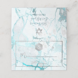 Carte De Placement PixDezines Monogram Argent Honeycomb+Marbre Aqua