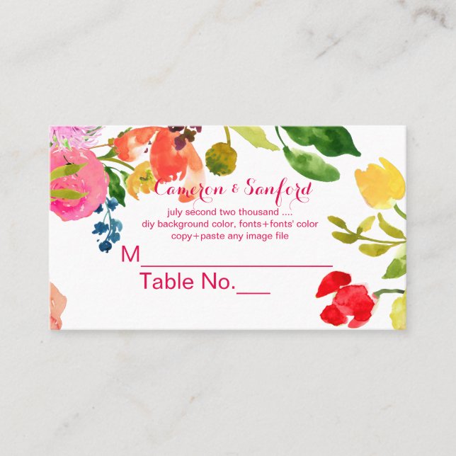 Carte De Placement PixDezines ranunculus/aquarelle/floral/carte de pl (Devant)