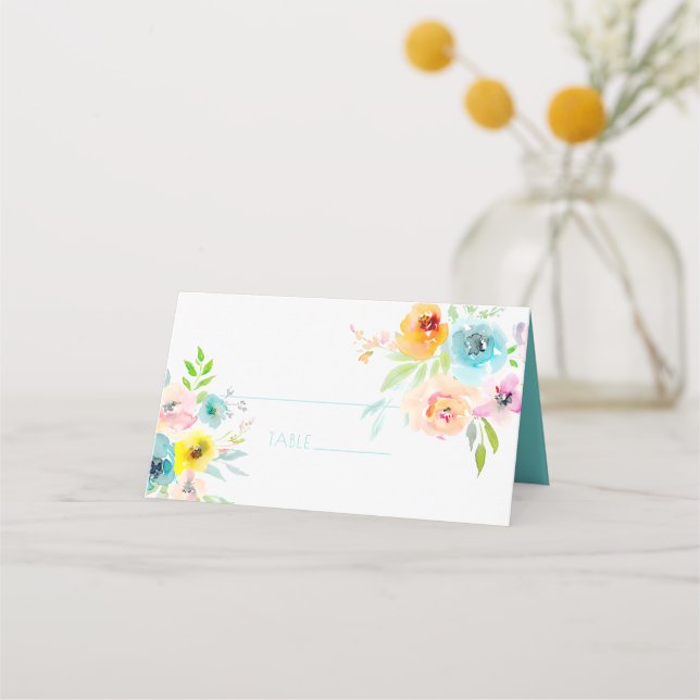 Carte De Placement PixDezines Shower de Mariée Aquarelle Floral Print (Devant)