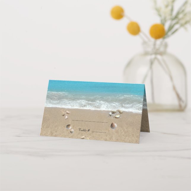 Carte De Placement Plage avec coquillages (Devant)