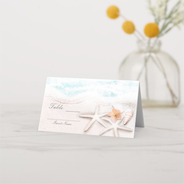 Carte De Placement Plage de sable blanc Starfish Bleu Siège tropical (Dos)