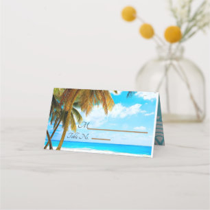 Carte De Placement Plage, Palmiers, Mariage Océan