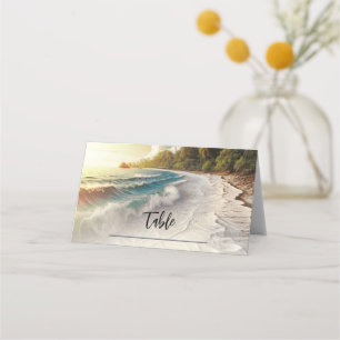 Carte De Placement Plage paradisiaque Coucher de soleil Table Côtière