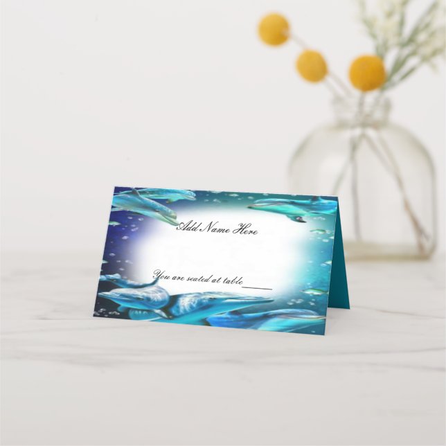 Carte De Placement Plage thème Dauphin Mariage Table Place Carte (Devant)
