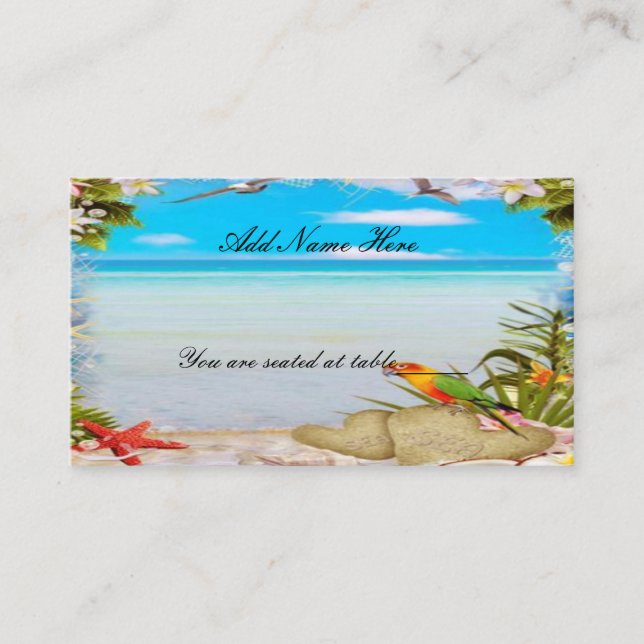 Carte De Placement Plage tropicale Mariage floral Table Place Card (Devant)