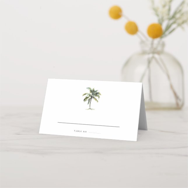 Carte De Placement Plage tropicale minimaliste de palmiers (Devant)