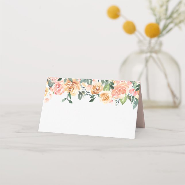 Carte De Placement Plâtre d'or Rustique Floral Mariage plié Carte de  (Devant)