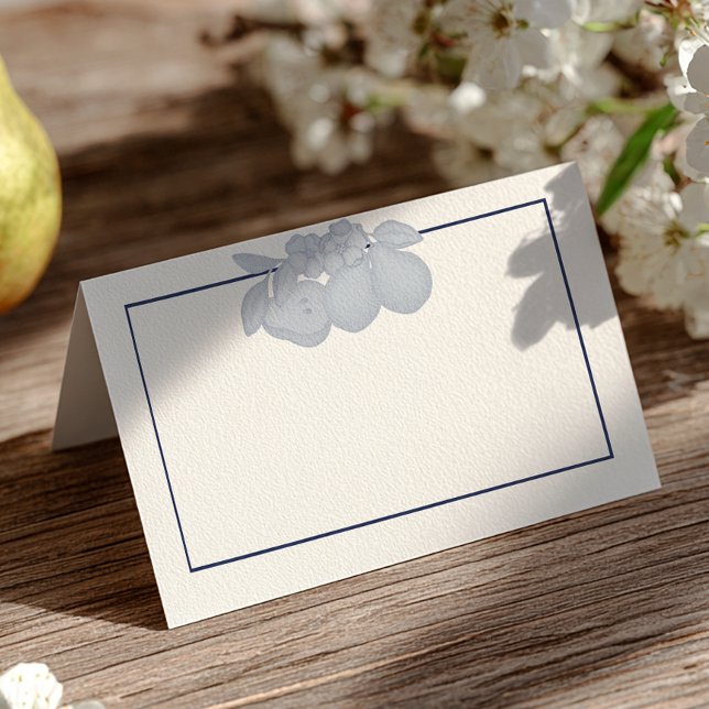 Carte de placement pliée Poire Parfaite Bleu Pouss (Table Place Card)