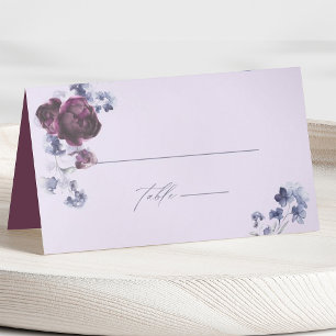 Carte De Placement Plum Purple & Indigo Blue Floral Mariage élégant