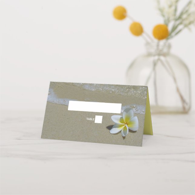 Carte De Placement Plumeria Frangipani sur le sable Mariage Carte Pla (Devant)