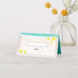 Carte De Placement Plumeria jaune Frangipani Plage tropicale Mariage