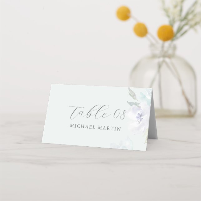 Carte De Placement Plutôt Bleu Violet Floral Quinceanera Calligraphie (Devant)