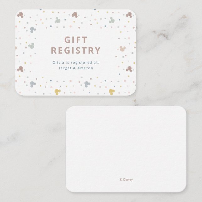 Carte De Placement Point Polka Mickey Mouse | Registre de cadeaux pou (Devant / Derrière)