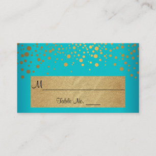 Carte De Placement Points Chevron turquoise et Gold et Confetti