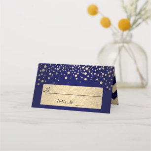 Carte De Placement Points Marine Blue & Gold Chevron & Confetti - Mar