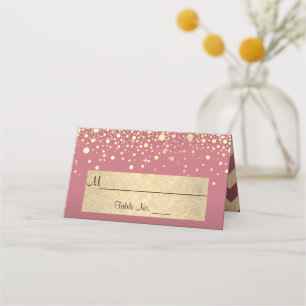 Carte De Placement Points rose et Gold Chevron et Confetti
