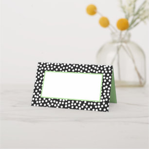 Carte De Placement Pois Whimsical noir et blanc avec vert