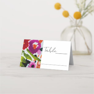 Carte De Placement Pop of Bold Color Inky Watercolor Flowers Mariage