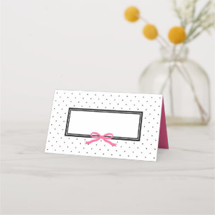 Carte De Placement Pot blanc noir moderne avec ruban rose