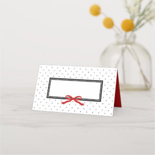 Carte De Placement Pot blanc noir moderne avec ruban rouge