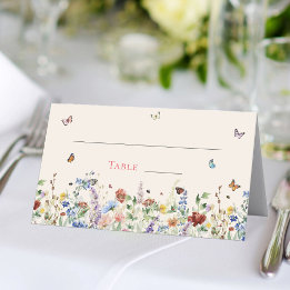 Carte De Placement Prairie beige de fleurs sauvages colorées