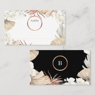 Carte De Placement Premium Black Onyx Pampas et Rose Gold Mariage