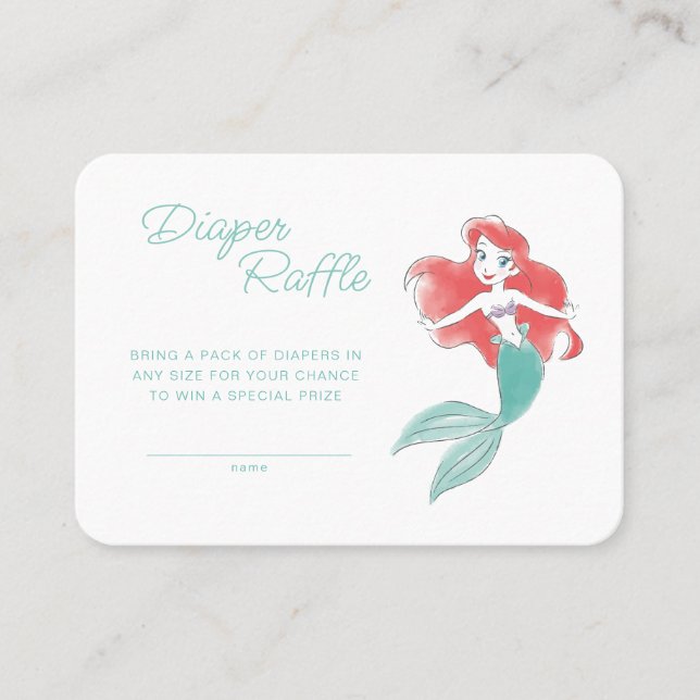Carte De Placement Princesse Ariel | Fille Baby shower Déchets Raffle (Devant)