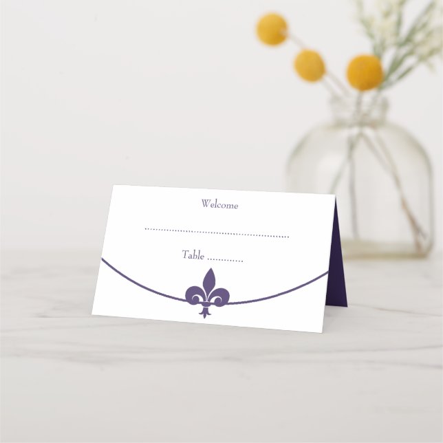 Carte De Placement Purple Fleur de Lis Mariage Accueil Carte (Devant)