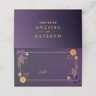 Carte De Placement Purple & Gold Aesthetics Floral Mariage Return Ajo