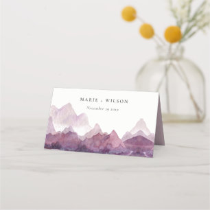 Carte De Placement Purple Lilac Watercolor Mariage du lac Mountain