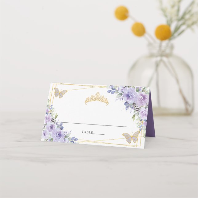 Carte De Placement Quinceañera 16e anniversaire Fleur de lilas violet (Devant)