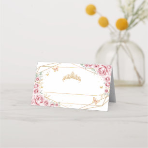 Carte De Placement Quinceanera Florale en Or Rose