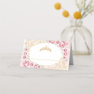 Carte De Placement Quinceanera Rose Pâle Or