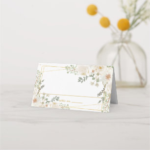 Carte De Placement Quinceanera Sweet 16 Anniversaire Fleurs Blanches