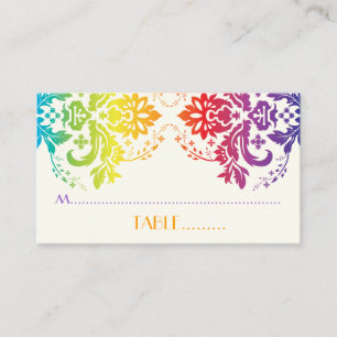 Carte De Placement Rainbow couleurs mariage damassé place card