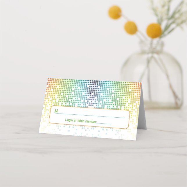 Carte De Placement Rainbow Pixel jeu vidéo Gamer Bar Mitzvah Adresse (Devant)